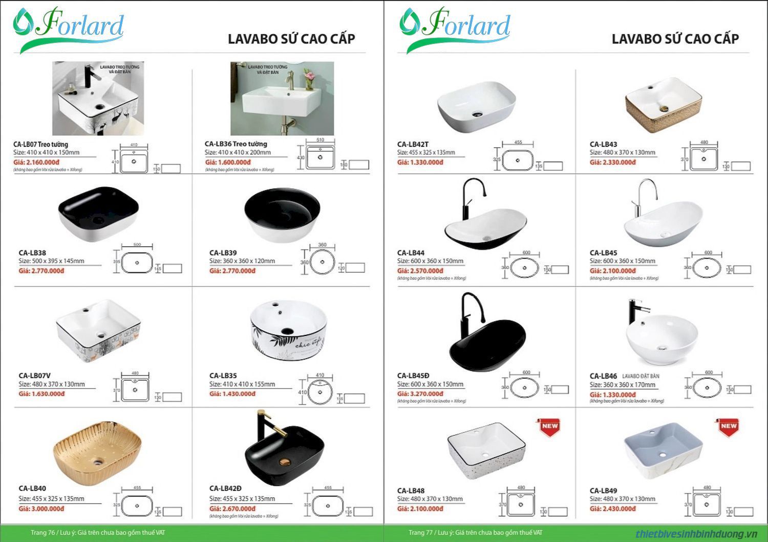 Thiết bị vệ sinh FORLARD Catalogue và Bảng giá mới nhất /Page 38